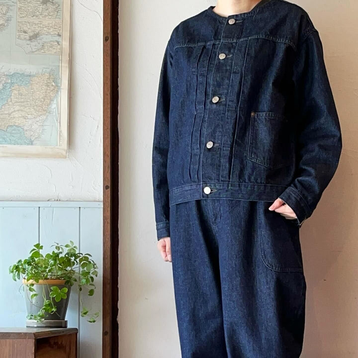 【完売】atelier naruse /WOMEN　cotton denim no collar jacket