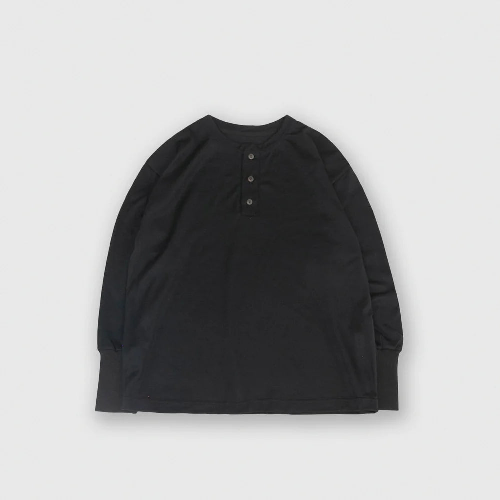 MUYA｜Merino wool henley neck T-shirts No.2623-suomi（black）