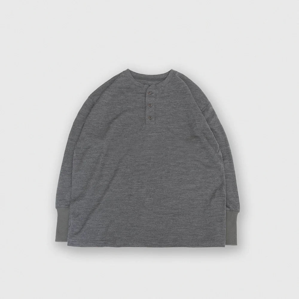 MUYA｜Merino wool henley neck T-shirts No.2623-suomi（charcoal）