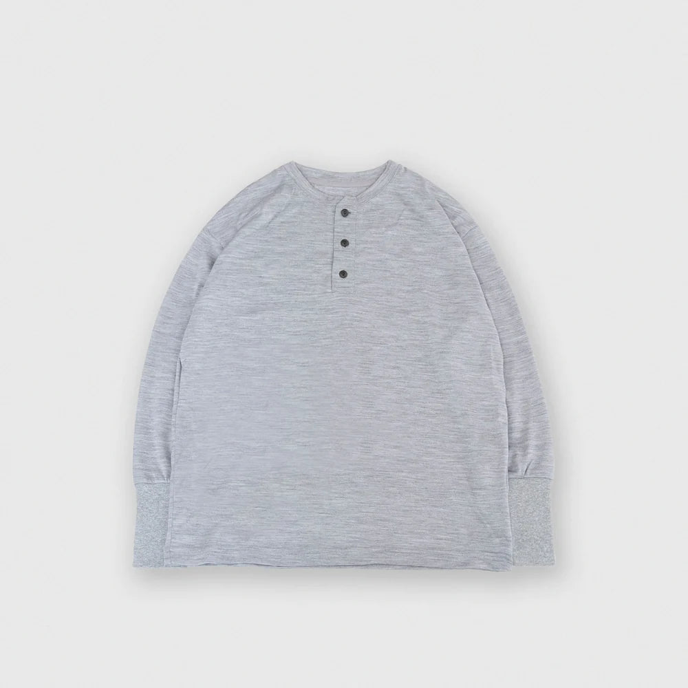 MUYA｜Merino wool henley neck T-shirts No.2623-suomi（l.gray）