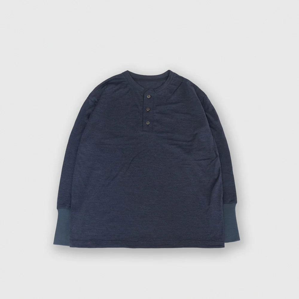 MUYA｜Merino wool henley neck T-shirts No.2623-suomi（navy）