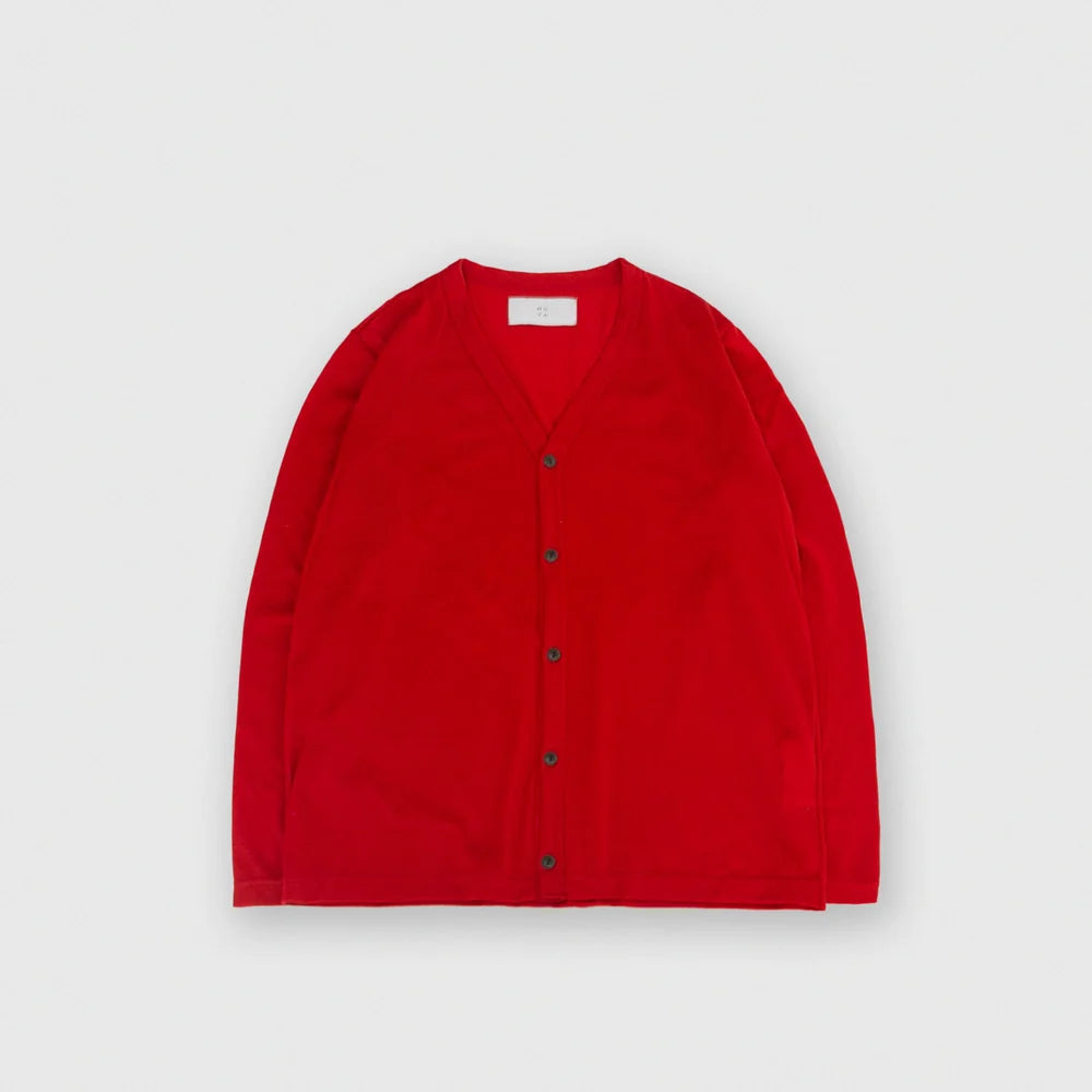 MUYA｜Merino wool Vneck cardigan No.2624-suomi（red）