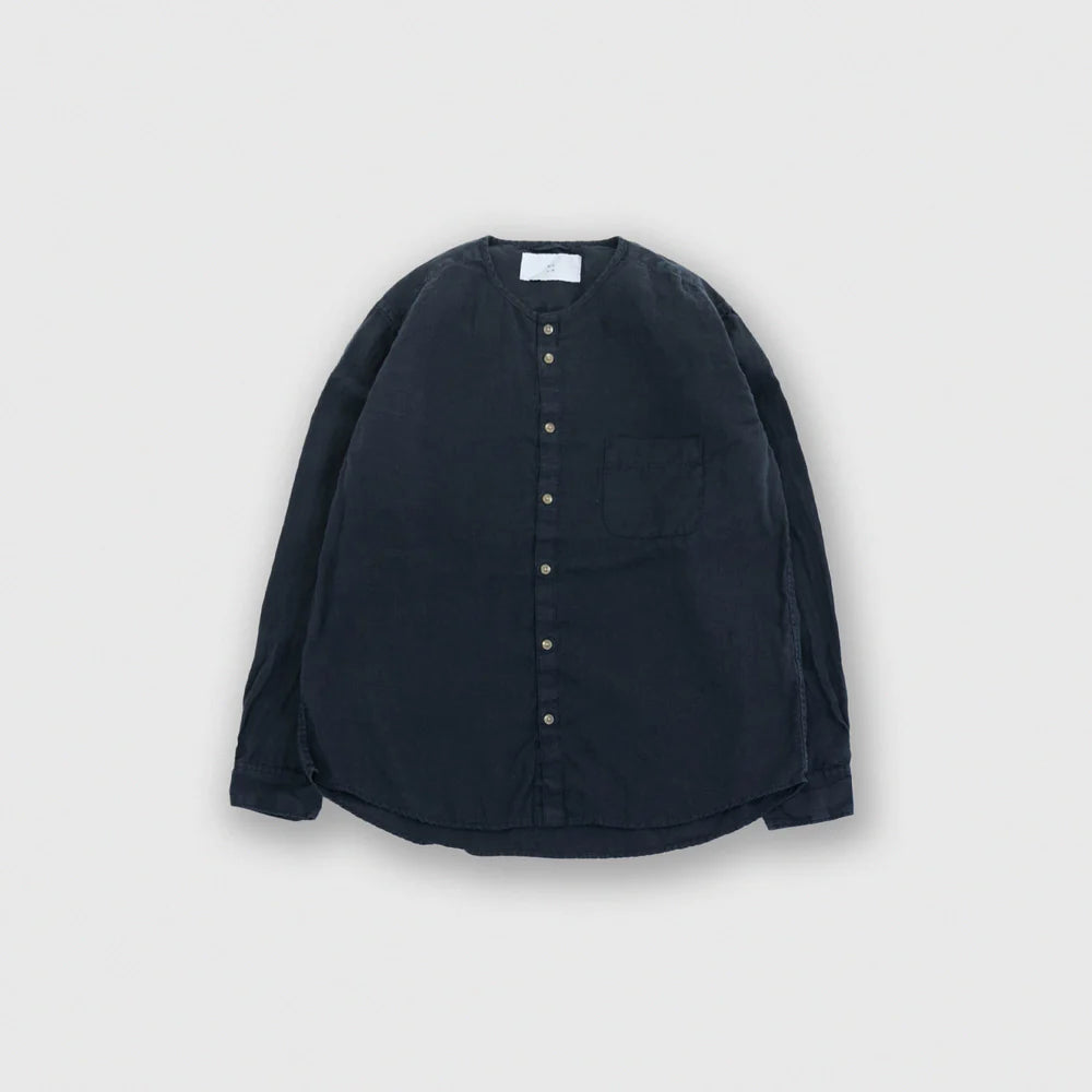 MUYA/　Linen nerd shirts no collar No.2653-suomi