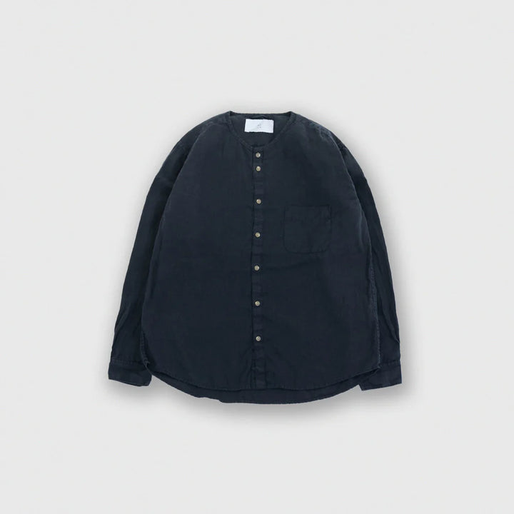 MUYA/　Linen nerd shirts no collar No.2653-suomi