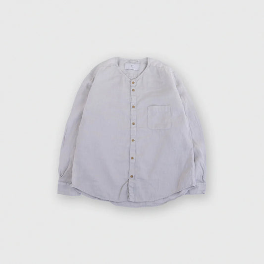 MUYA｜Linen nerd shirts no collar No.2653-suomi（gray）