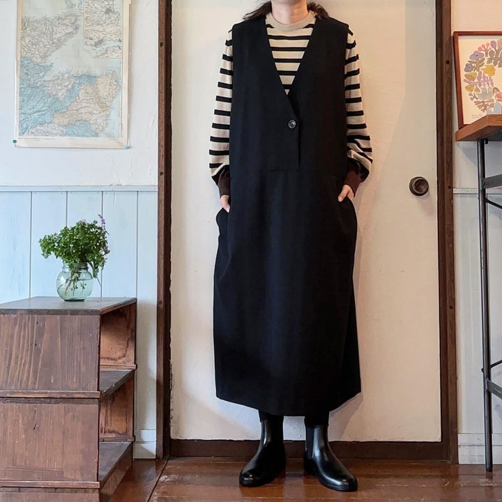 【完売】atelier naruse /WOMEN　COTTOM & WOOL HERRING-BONE JUMPER SKIRT