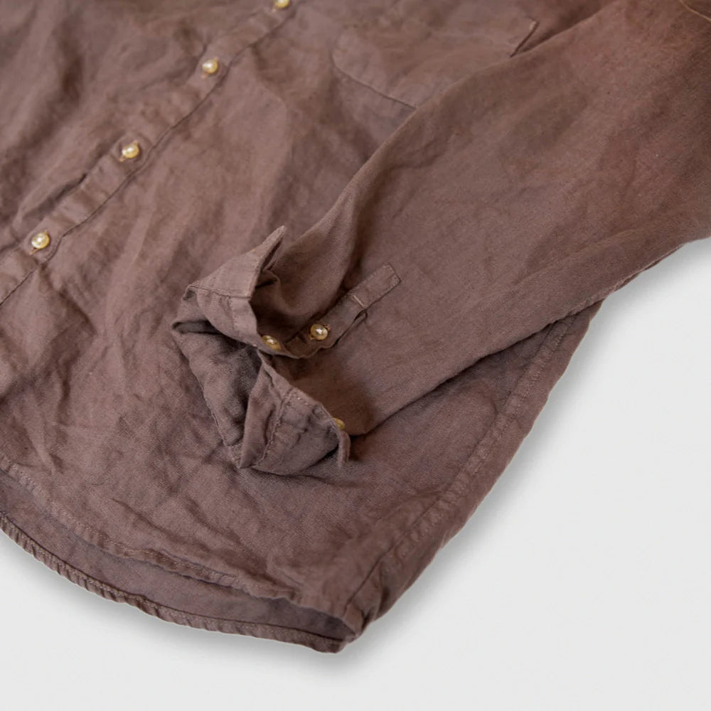 MUYA/　Linen nerd shirts no collar No.2653-suomi