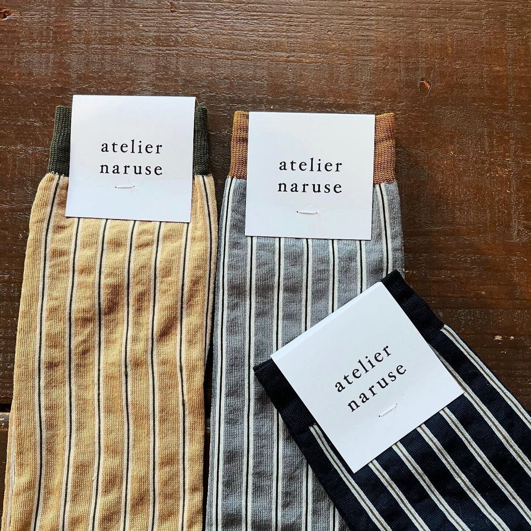atelier naruse /WOMEN　コットン ～W stripe～ ハイソックス naya-74