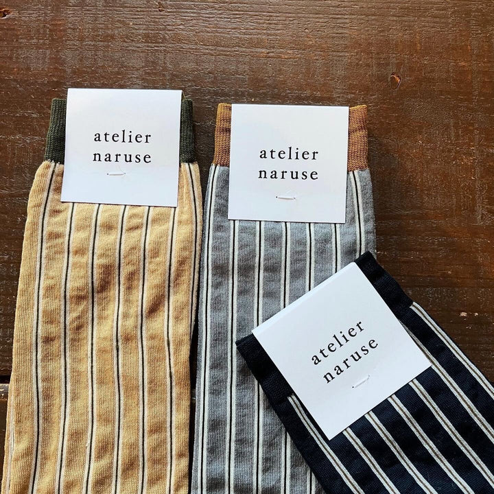 atelier naruse /WOMEN　コットン ～W stripe～ ハイソックス naya-74