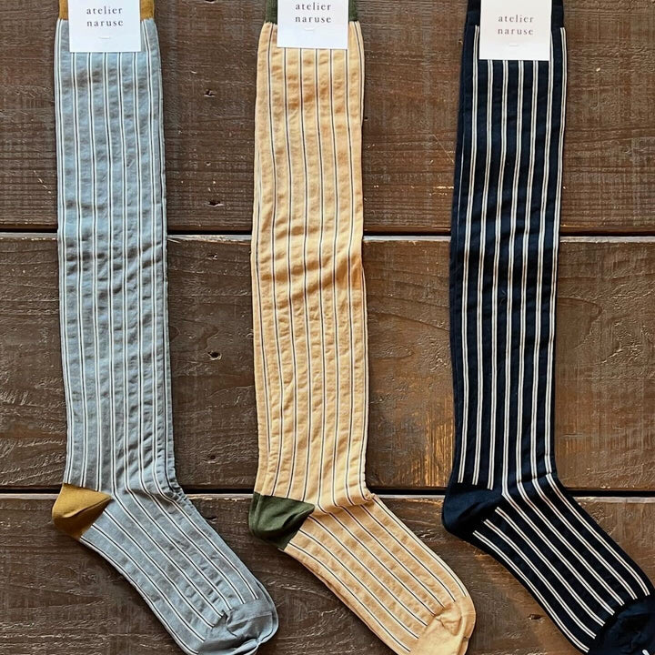 atelier naruse /WOMEN　コットン ～W stripe～ ハイソックス naya-74