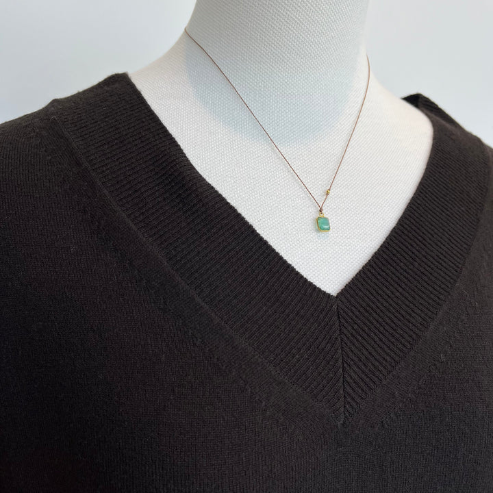 Margaret Solow/　 Enclosed Square Emerald Necklace 18K