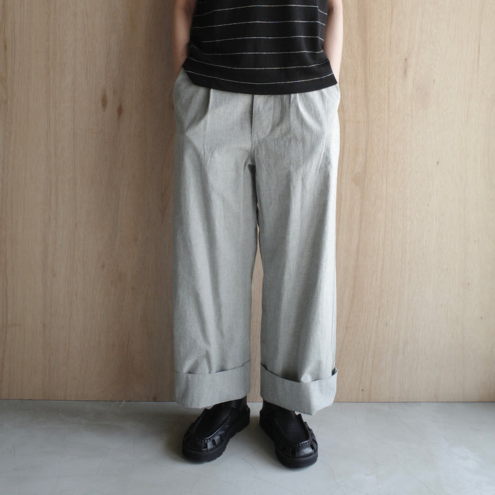 MHL. /WOMEN　OVERDYE MELANGE COTTON LINEN col.grey 5955140504-suomi