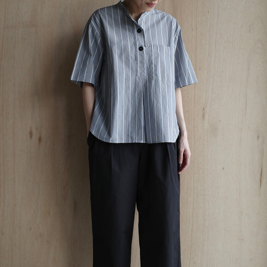 MHL./WOMEN　END ON END STRIPE COTTON SHIRT-suomi