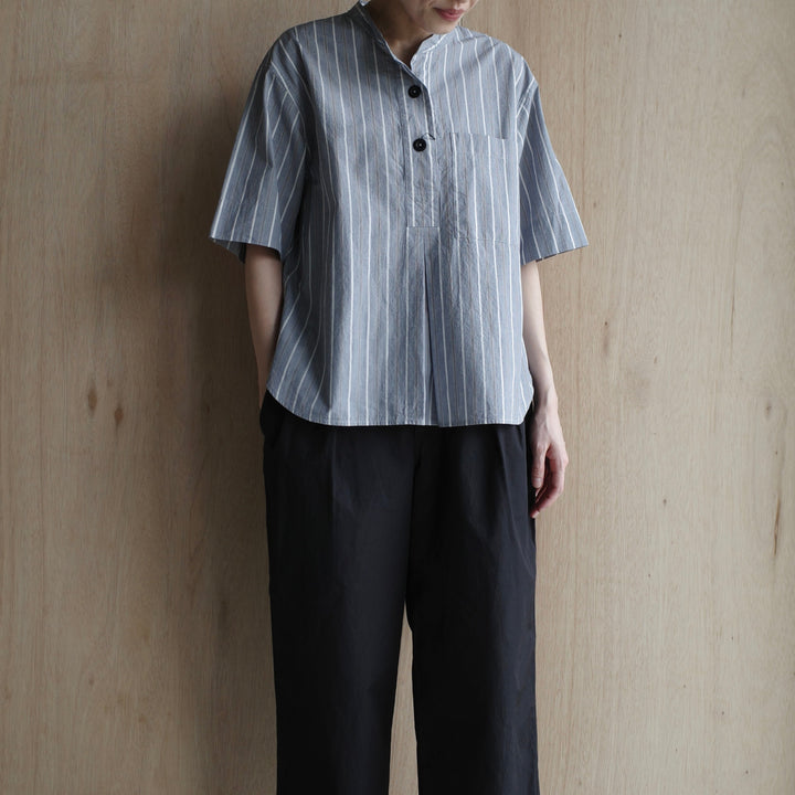 MHL./WOMEN　END ON END STRIPE COTTON SHIRT-suomi