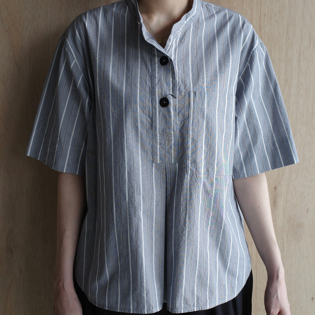 MHL./WOMEN　END ON END STRIPE COTTON SHIRT-suomi