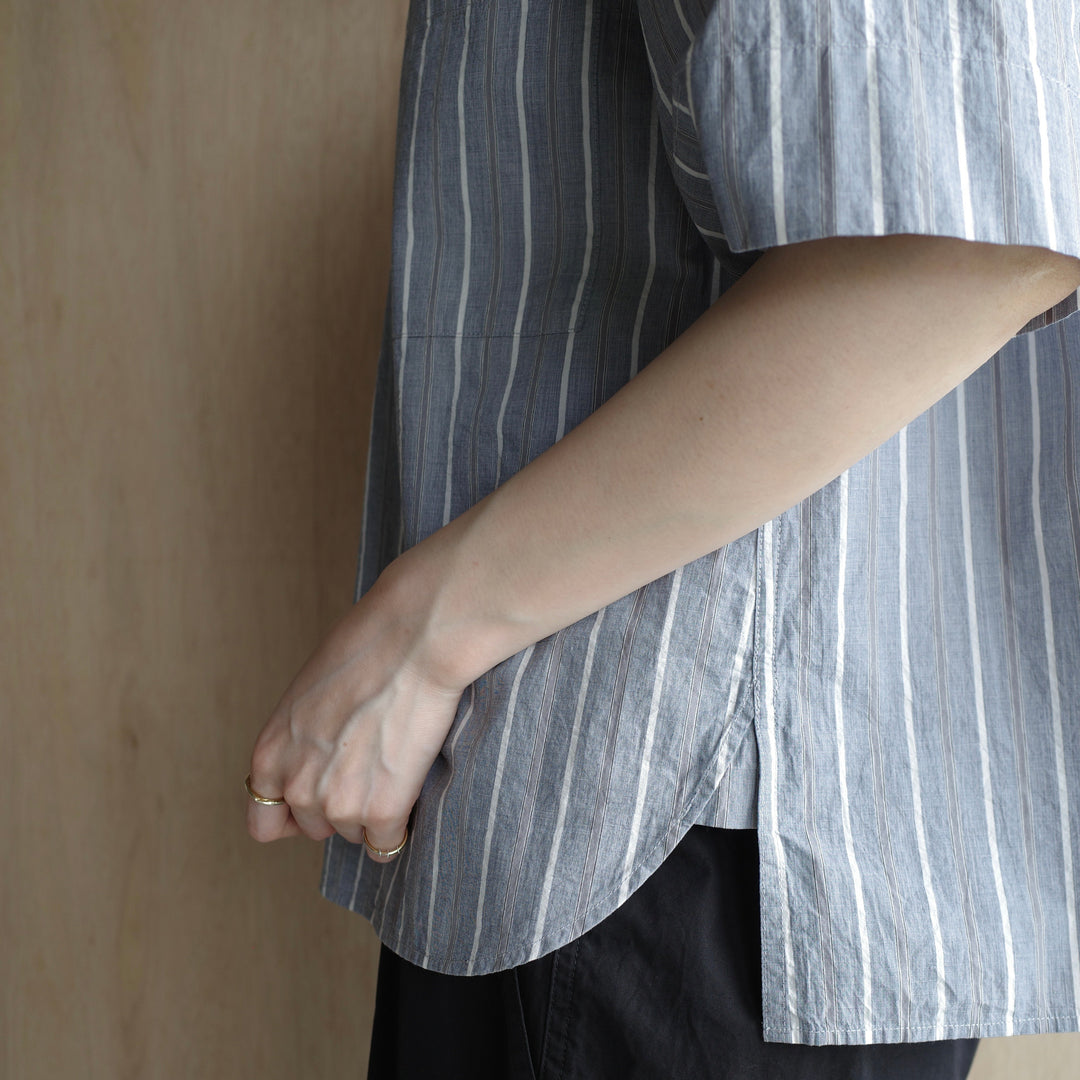 MHL./WOMEN　END ON END STRIPE COTTON SHIRT-suomi