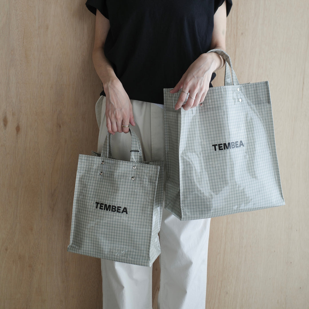 TEMBEA/　PAPER TOTE col.CHECK GREY-GREEN