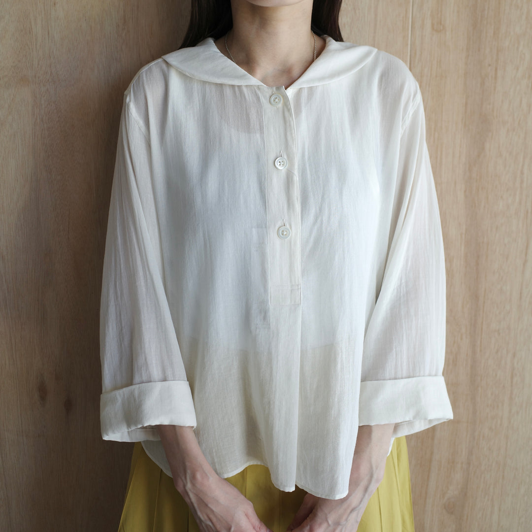 MARGARET HOWELL /WOMEN　COTTON SILK CHIFFON SHIRT　5785253202-suomi