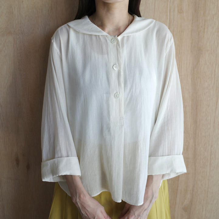 MARGARET HOWELL /WOMEN　COTTON SILK CHIFFON SHIRT　5785253202-suomi