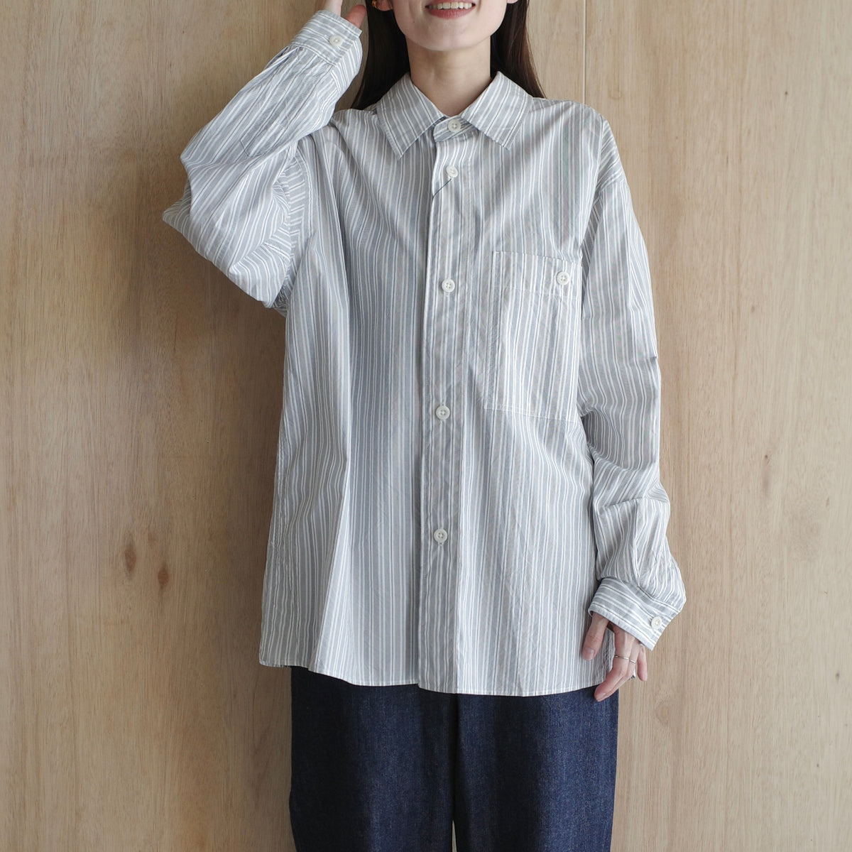 MHL.｜MEN　PJ STRIPE COTTON POPLIN SHIRT  5965250204