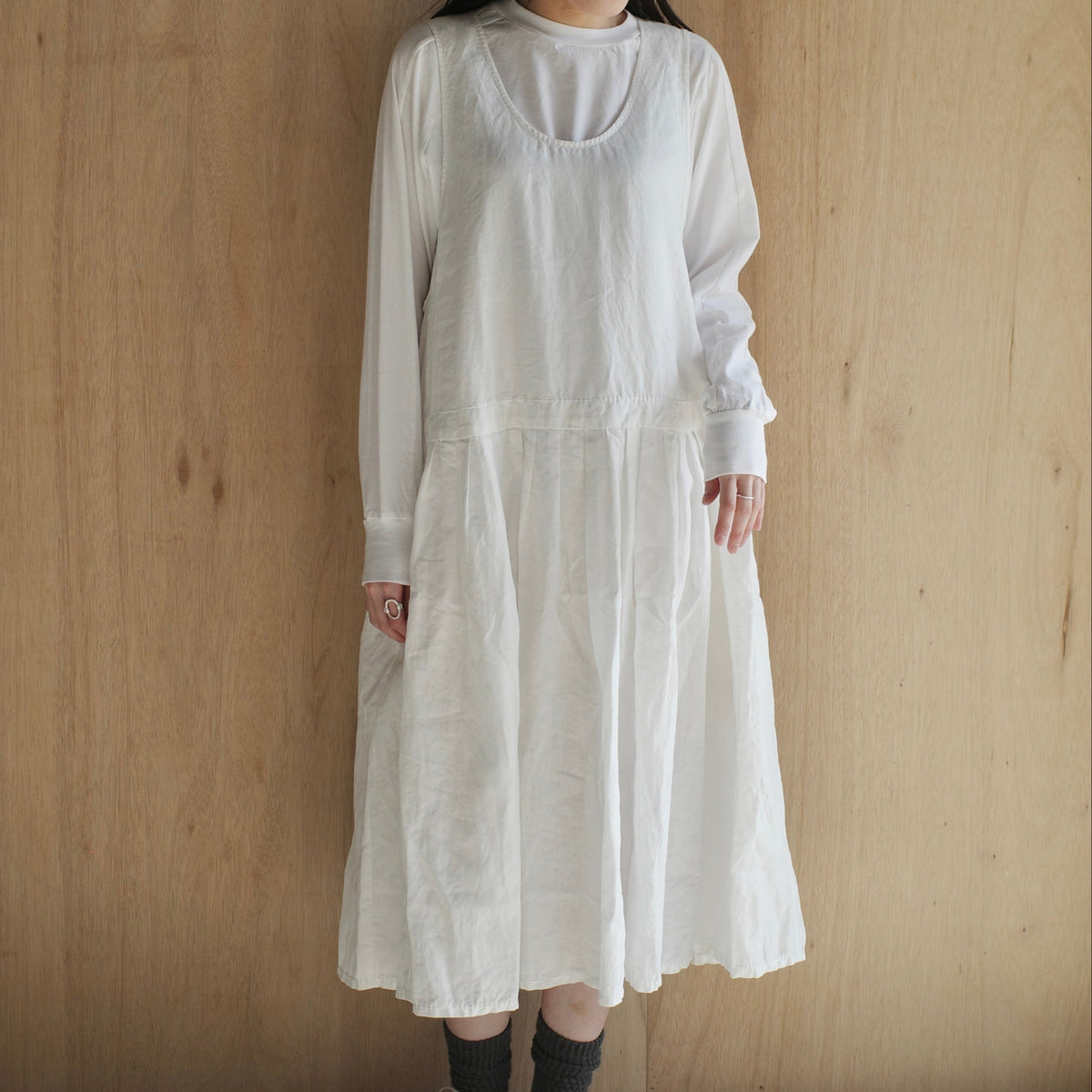 homspun｜WOMEN　リネンバイオ ノースリーブワンピース col.off white-suomi