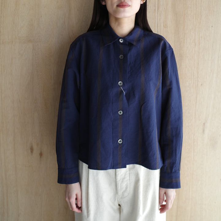 MARGARET HOWELL /WOMEN　BOLD STRIPE COTTON LINEN SHIRT　578-6153217-suomi