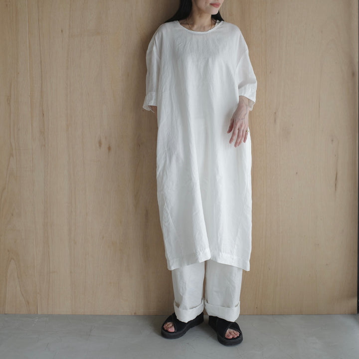 homspun/WOMEN　コットンリネンバイオ半袖ワンピース 251-1642-YS
