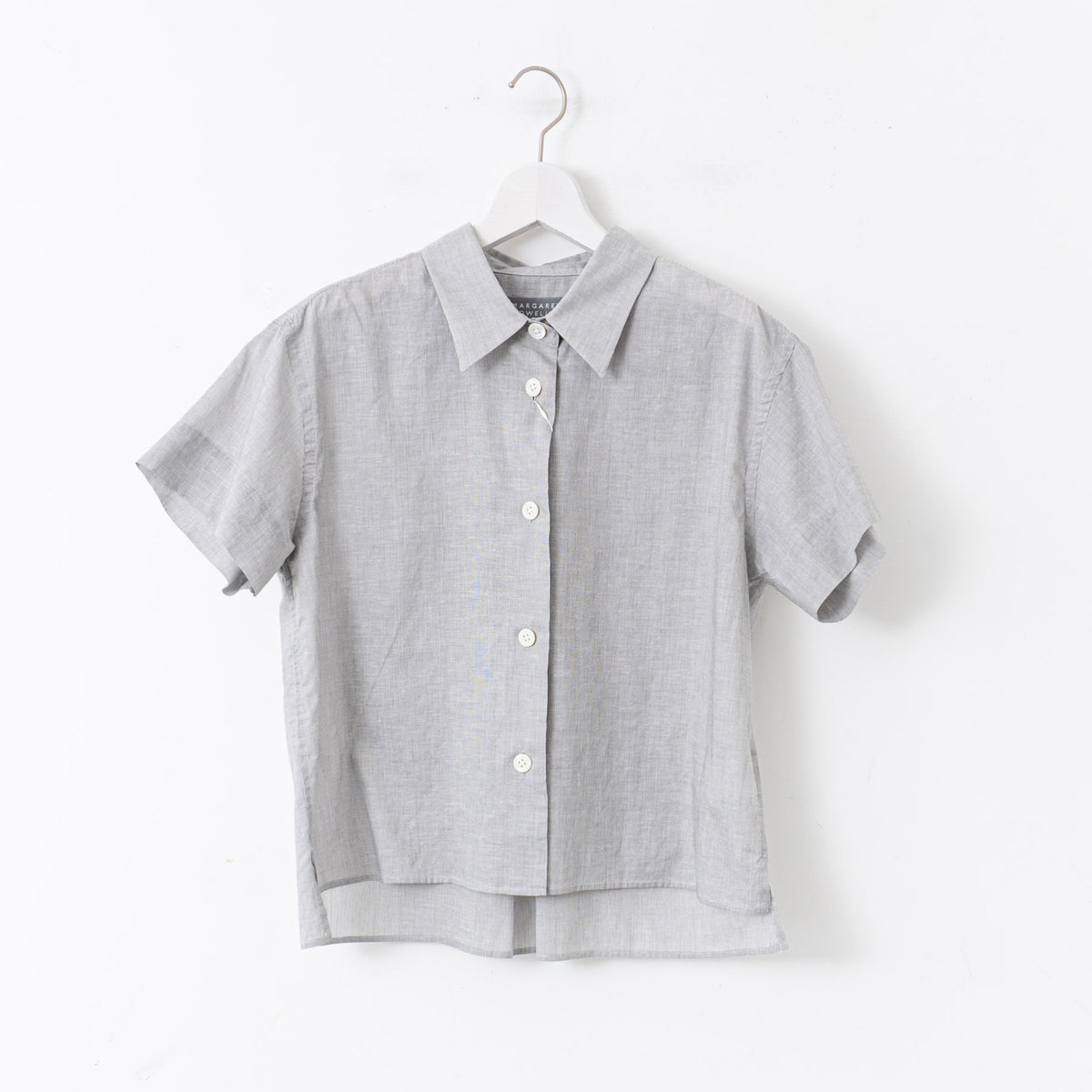 MARGARET HOWELL｜WOMEN　HAIRLINE STRIPE COTTON LINEN SHIRT-suomi（050.BROWN）