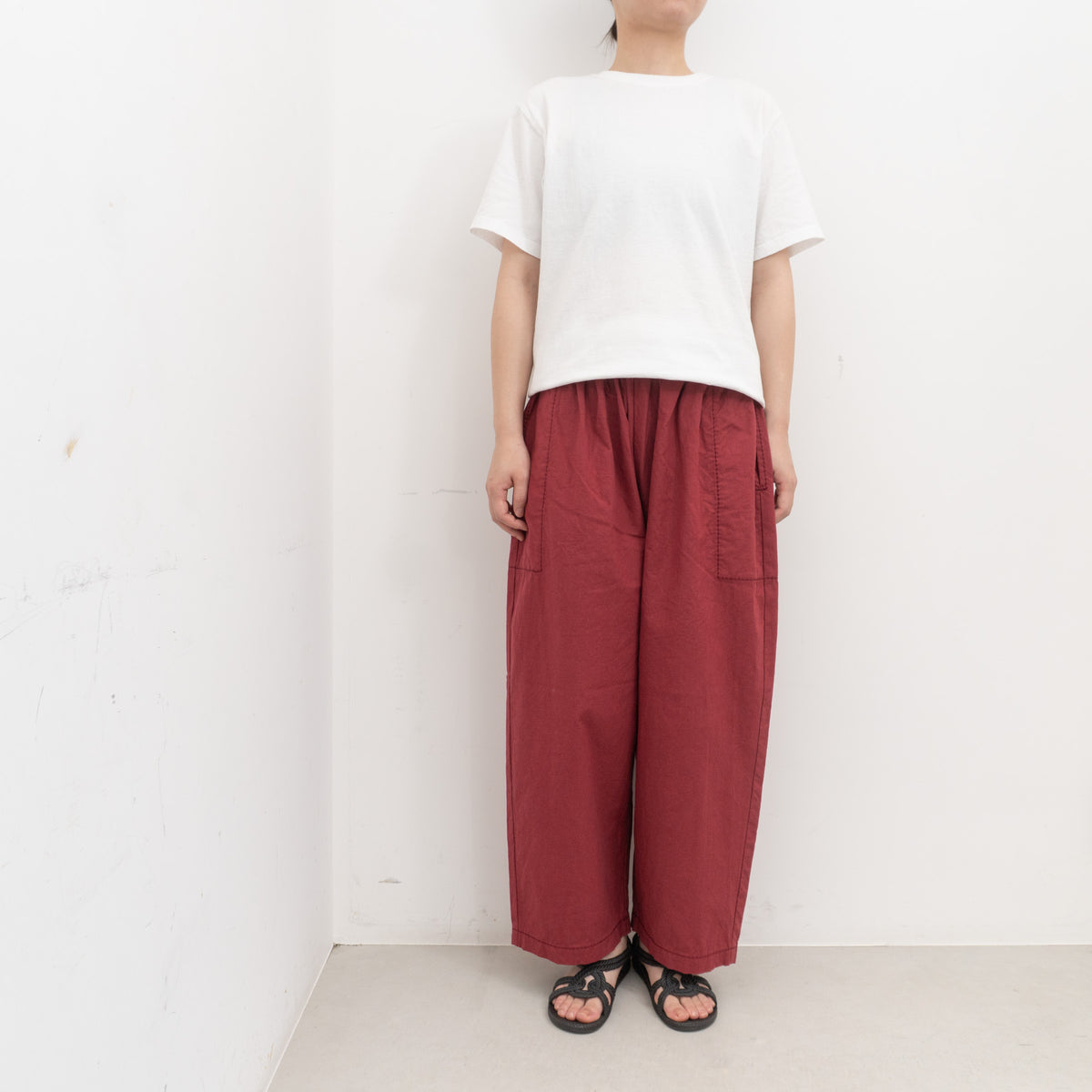 homspun｜WOMEN　バルキーシーチング厚手ギャザーパンツ 261-3372B-DS
