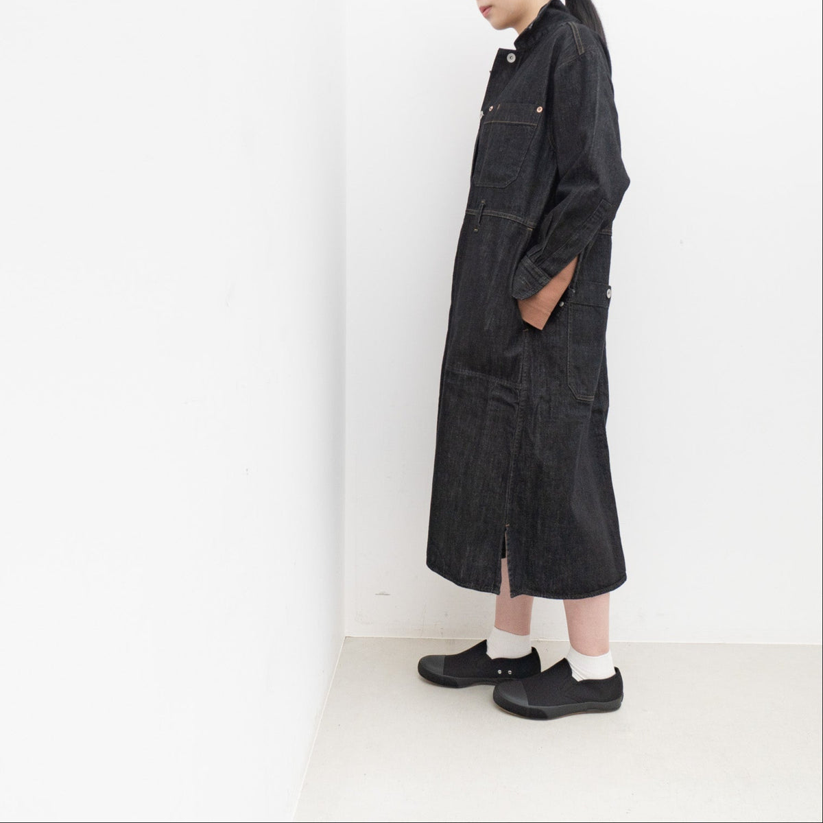 MHL.｜WOMEN　CANTON LIGHT DENIM BLACK 595-5158503 size.36-S