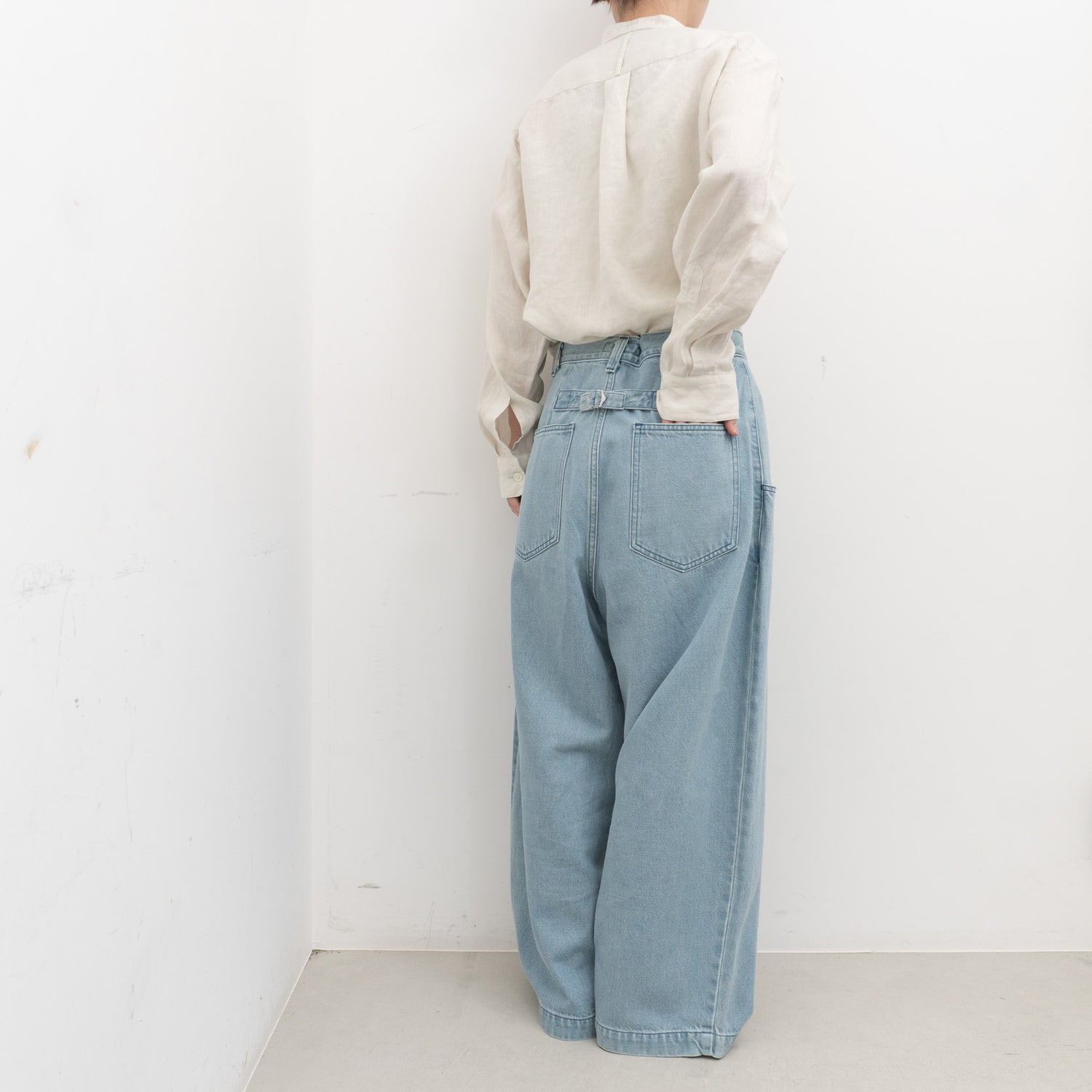 完売atelier naruse｜WOMEN　cotton denim wide tuck pants na-s05106