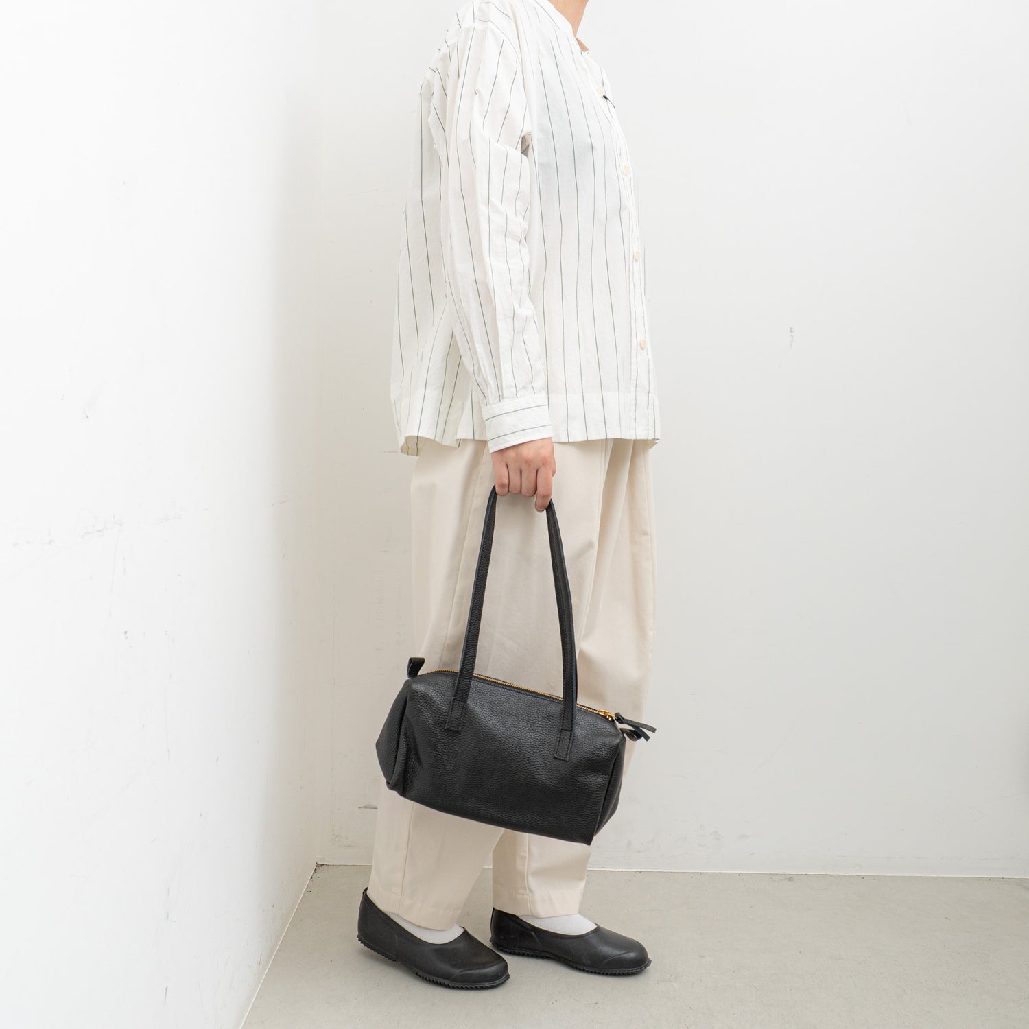 MARINE DAY｜MARIA Black シュリンク カウレザー ボストンバッグ-Y