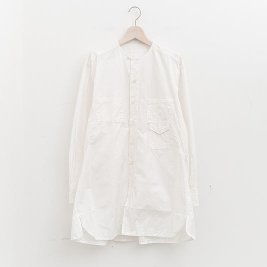 homspun｜WOMEN タイプライターノーカラーロングシャツ　262-5759-D（3.white）