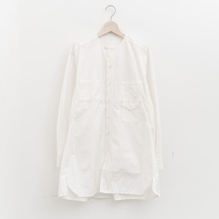 homspun｜WOMEN タイプライターノーカラーロングシャツ　262-5759-D