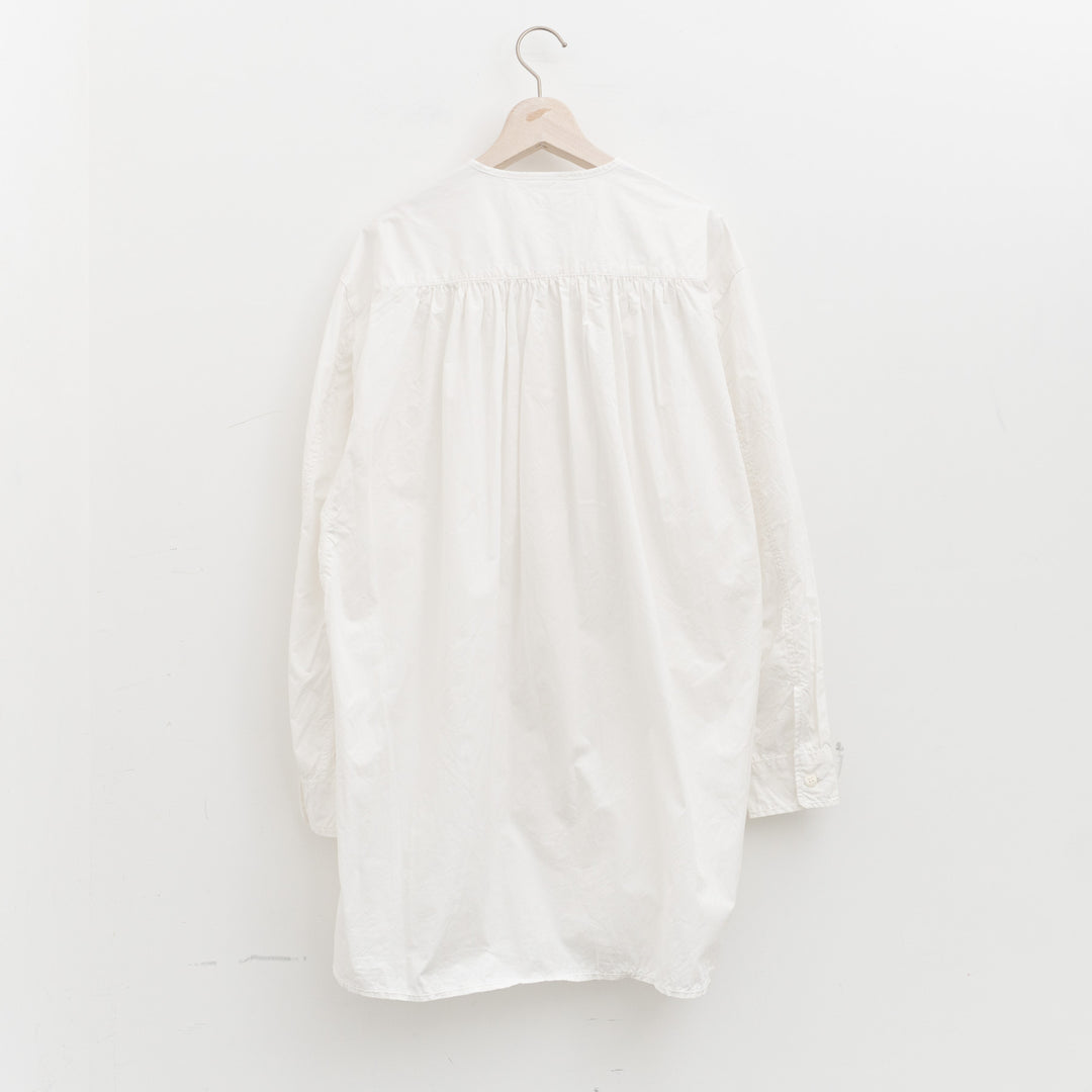 homspun｜WOMEN タイプライターノーカラーロングシャツ　262-5759-D