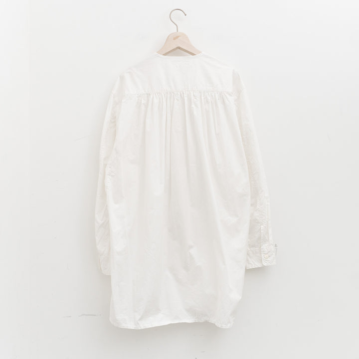 homspun｜WOMEN タイプライターノーカラーロングシャツ　262-5759-D