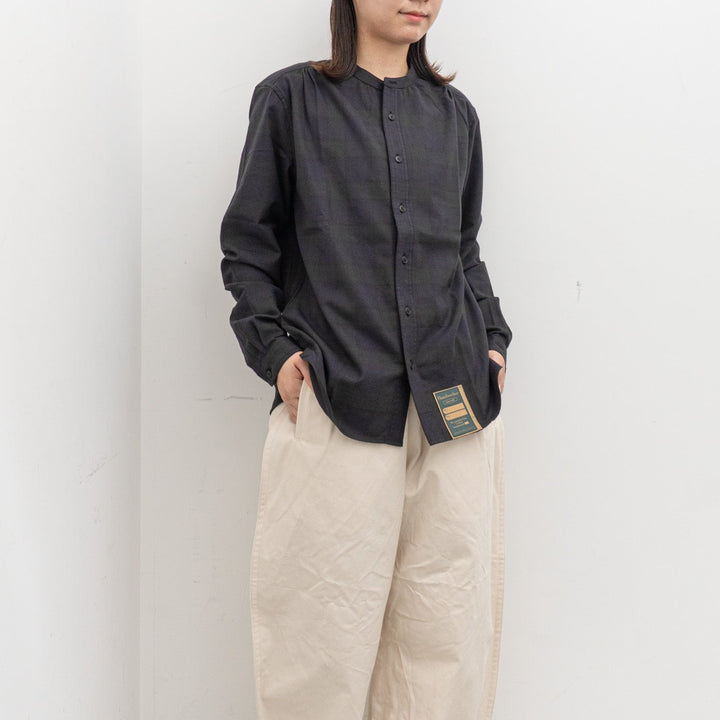 ASEEDONCLÖUD｜HW collarless shirt col.Navy 262609-D