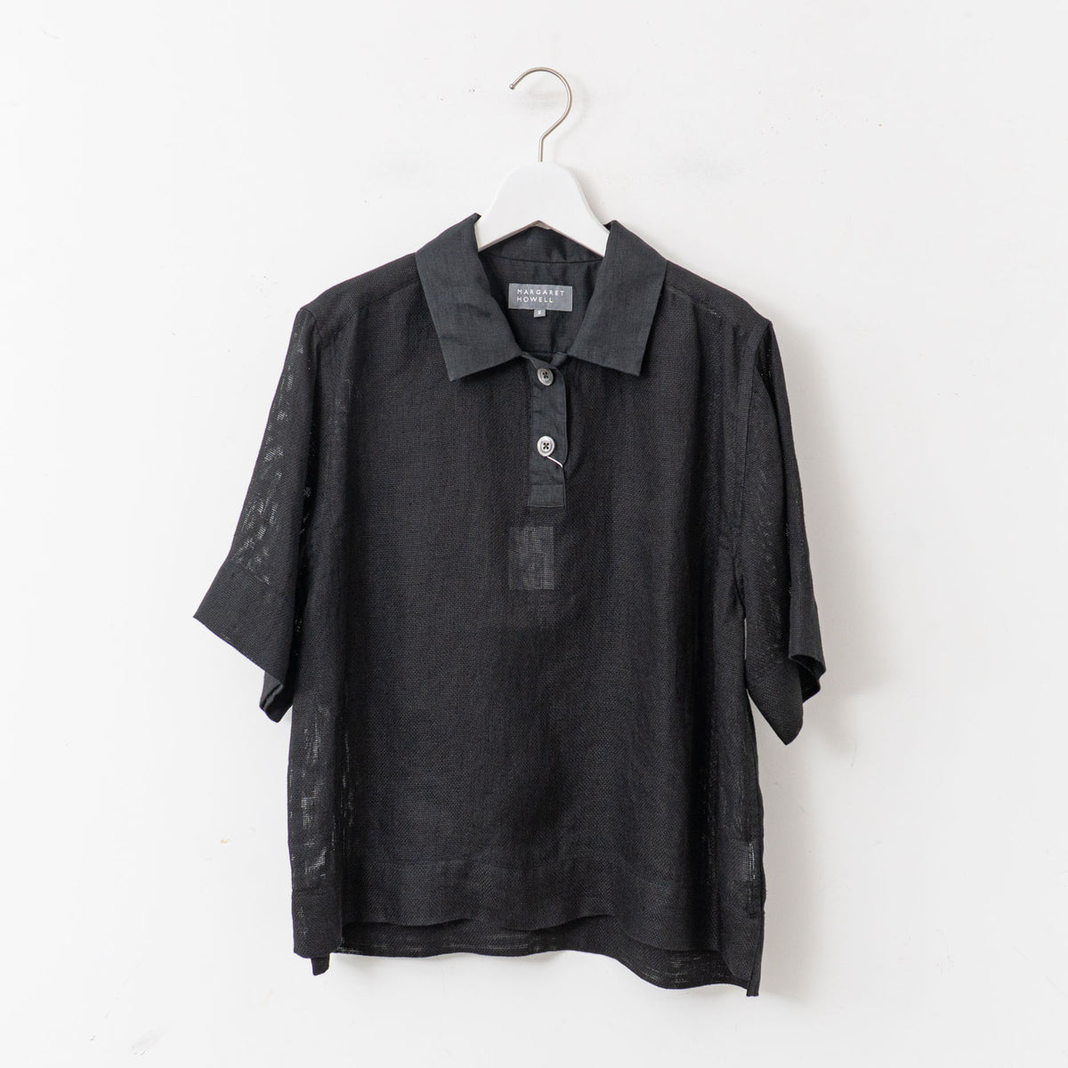 MARGARET HOWELL｜WOMEN　LINEN AIRTEX SHIRT　5785152006-suomi（010.black）