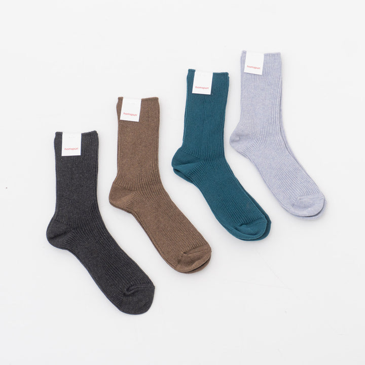 homspun｜WOMEN　綿コーマ糸起毛リブソックス 262-8313-D