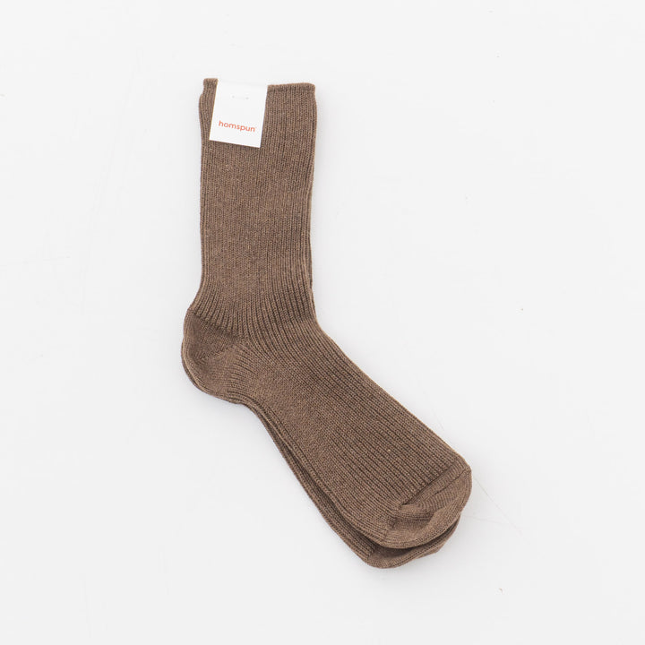 homspun｜WOMEN　綿コーマ糸起毛リブソックス 262-8313-D