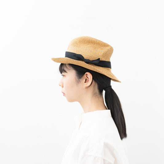 2026SS mature ha.｜BOXED HAT 7cm brim herringbone ribbon MBOX-106 -Y