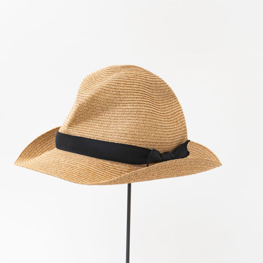 2026SS mature ha.｜BOXED HAT 7cm brim herringbone ribbon MBOX-106 -Y