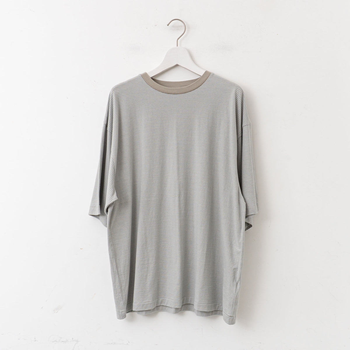 KAPTAIN SUNSHINE｜Hard Twisted Stripe Jersey S/S Tee（grey stripe）