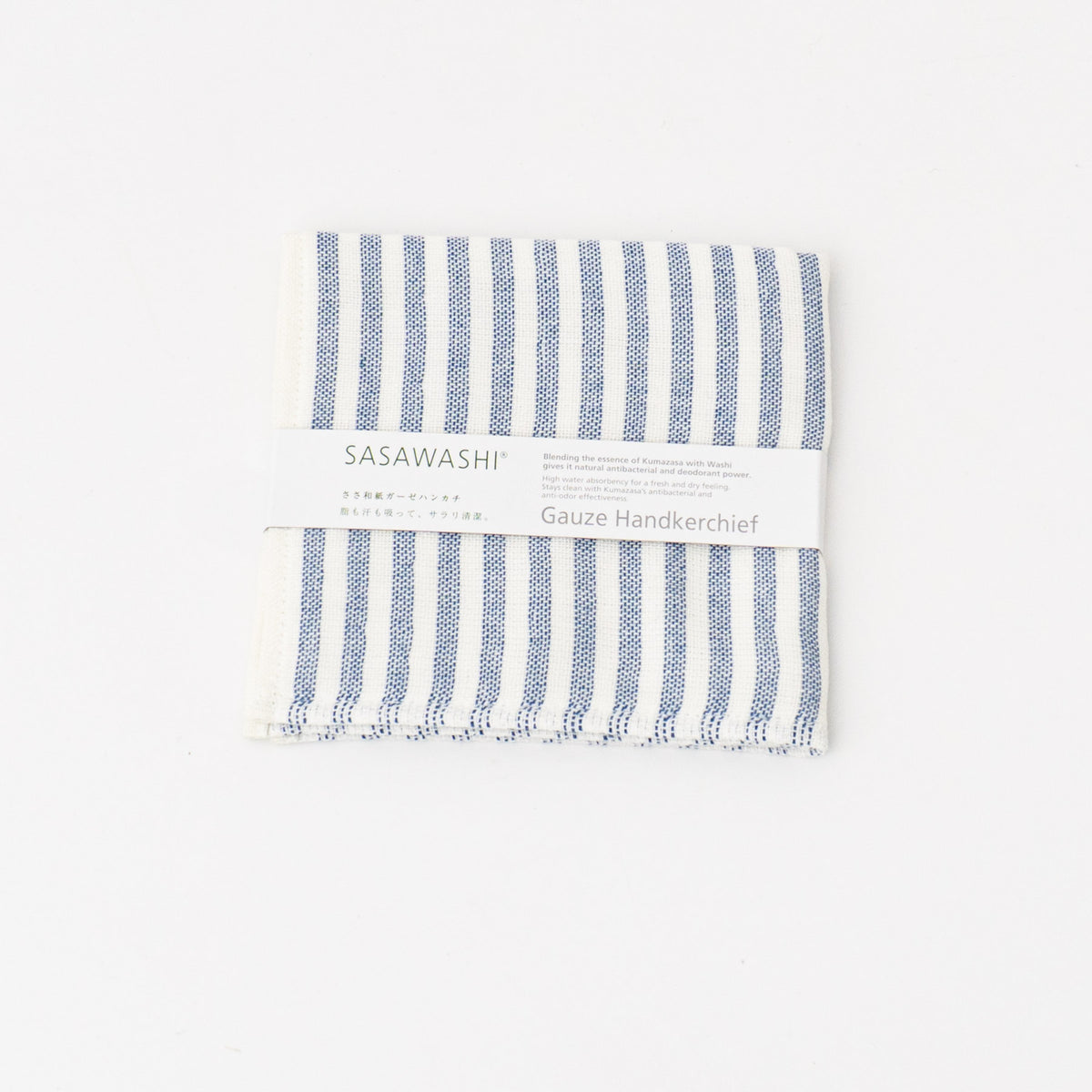 SASAWASHI｜ガーゼハンカチ（navy stripe）