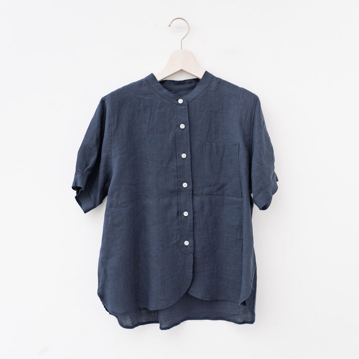 【2024SS】TAYUTAU/　リネンバンドカラー半袖シャツ Y319043