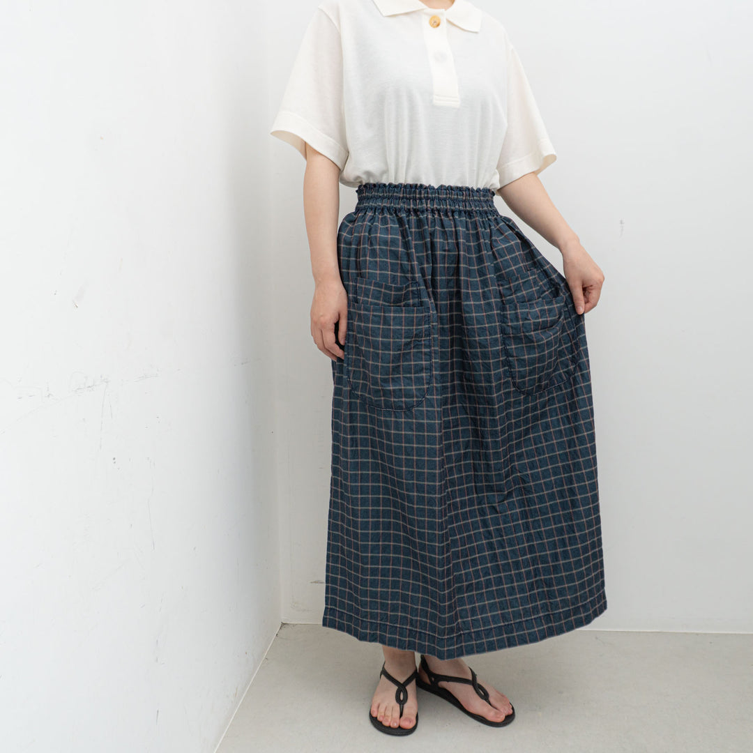 homspun /WOMEN　チェック＆ストライプ スカート　251-4512 3.navy×checked