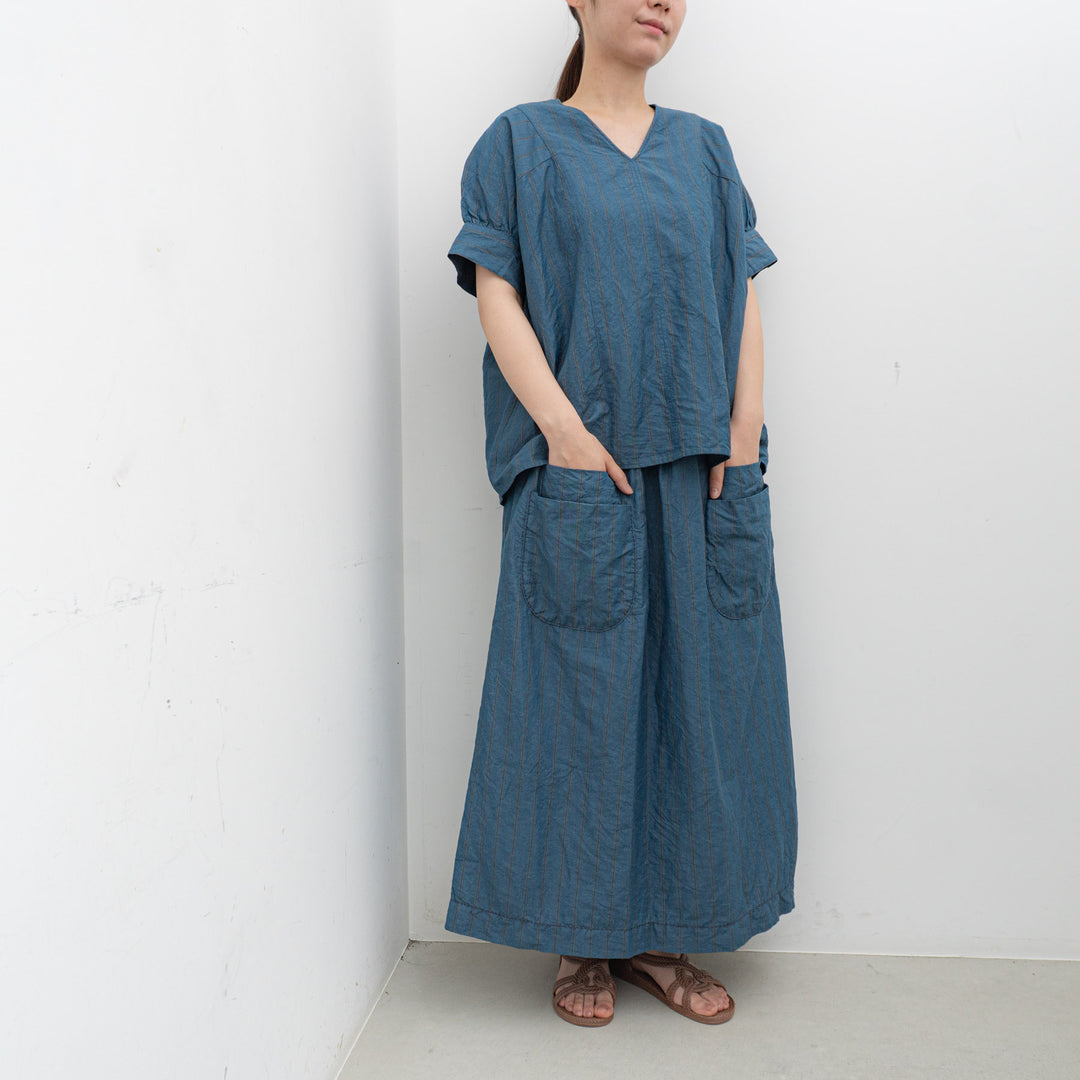 homspun /WOMEN　チェック＆ストライプ スカート　251-4512 blue×stripe