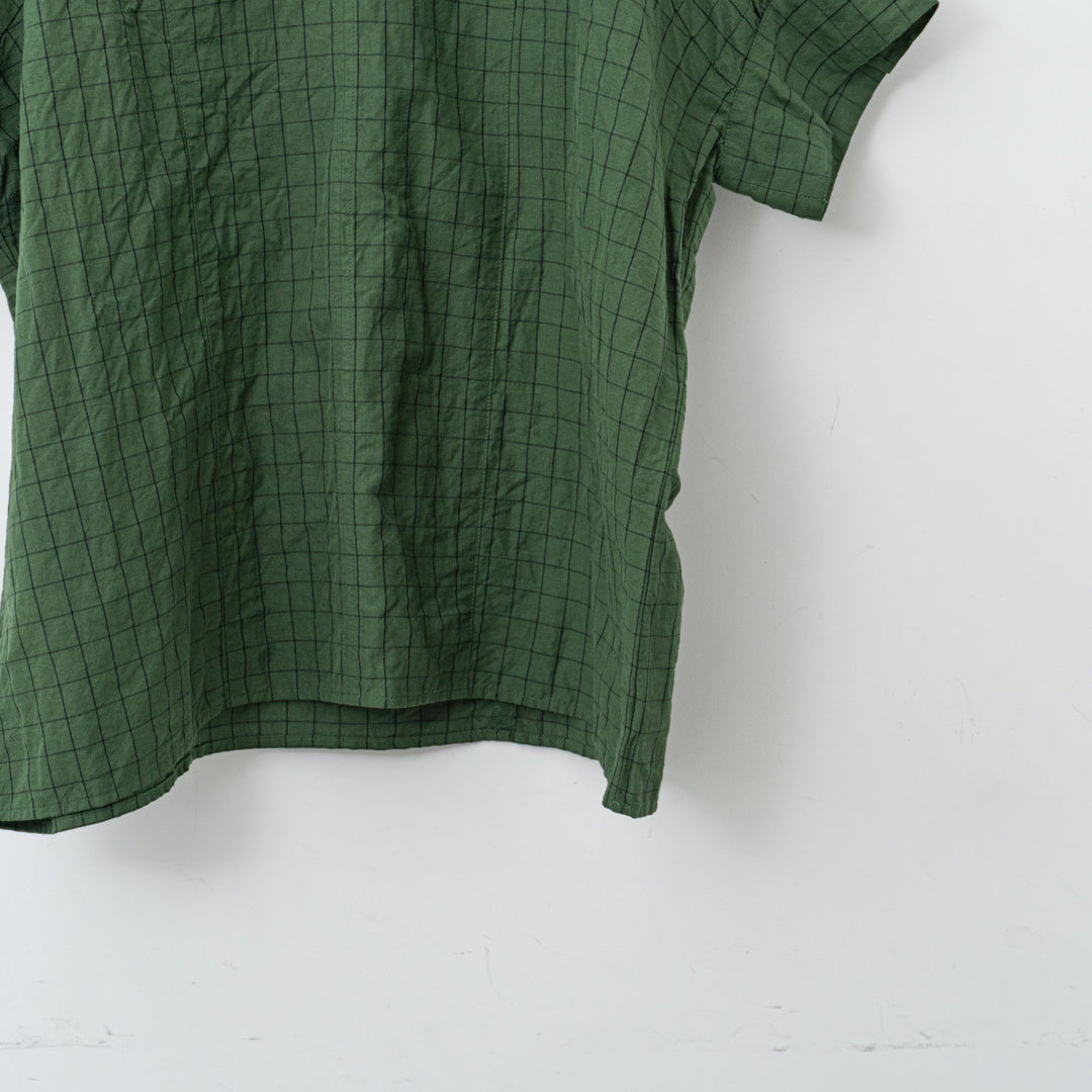 homspun/WOMEN　チェック＆ストライプ パフスリーブ ブラウス　251-5738　1.green×checked
