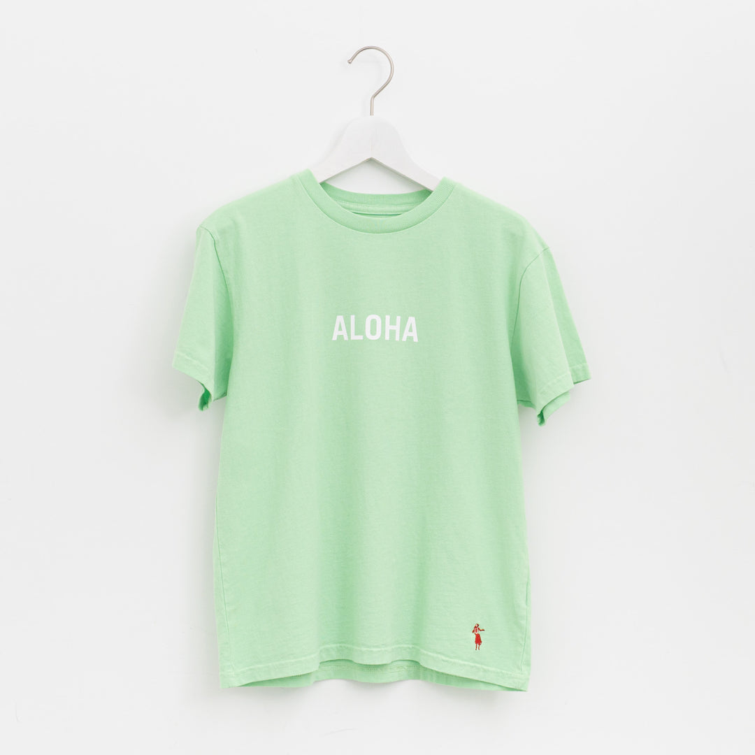 SUNSHINE+CLOUD/UNISEX　grown in the sun Tシャツ ALOHA-MAHALO　col.L.GREEN