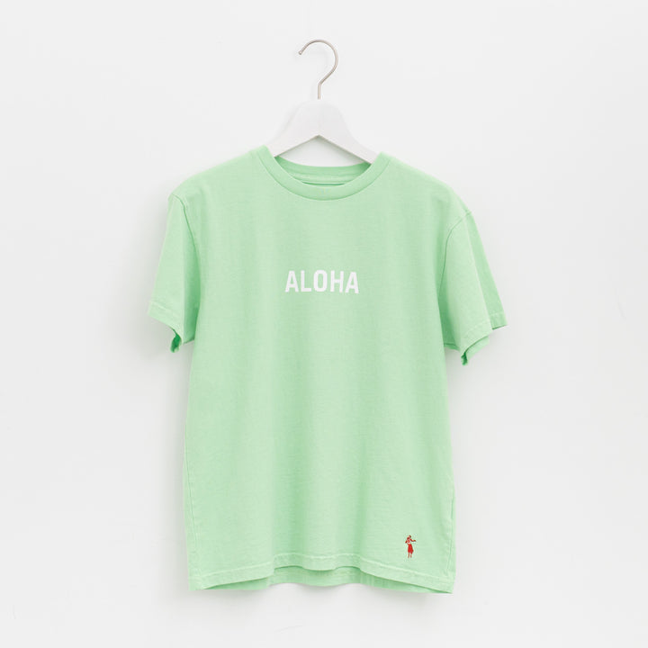 SUNSHINE+CLOUD/UNISEX　grown in the sun Tシャツ ALOHA-MAHALO　col.L.GREEN